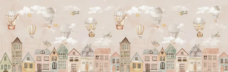 Fototapeta Balony ze zwierzętami nad miastem