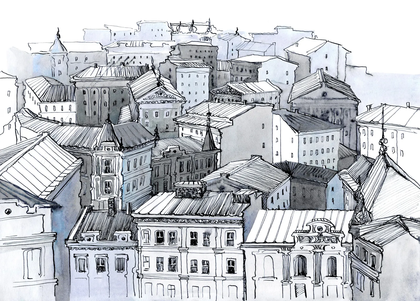 Fototapeta Rysunkowe Stare Miasto — powiększenie wzoru