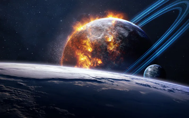 Fototapeta Ognista Planeta i Pierścienie