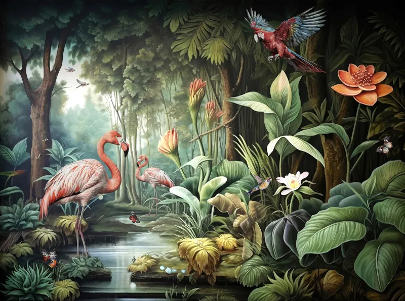 Fototapeta Flamingi w dżungli