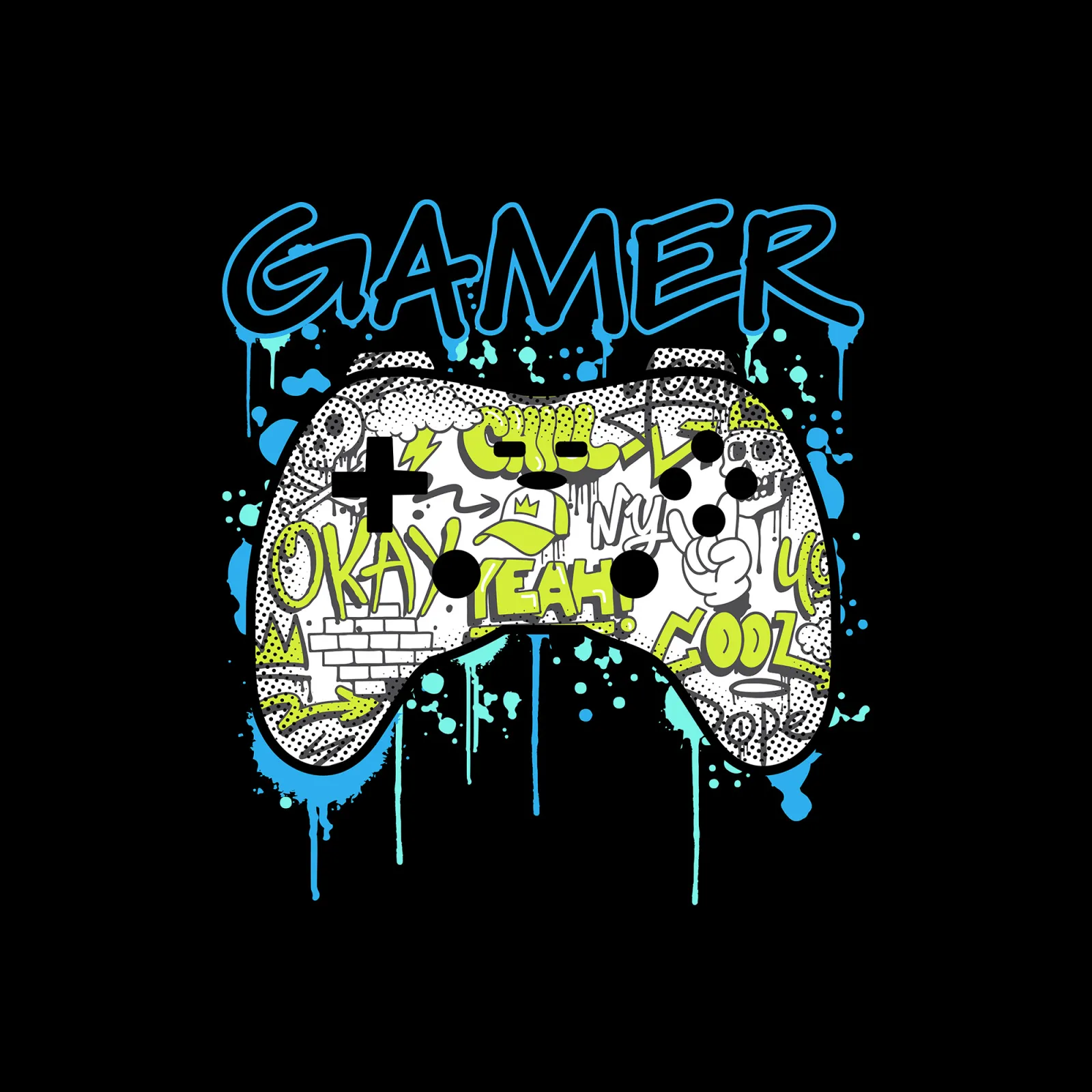 Fototapeta Gamepad z graffiti — powiększenie wzoru