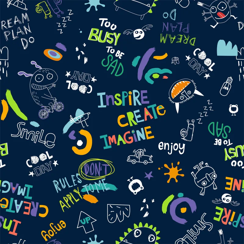 Fototapeta Dziecięce Doodles z Napisami