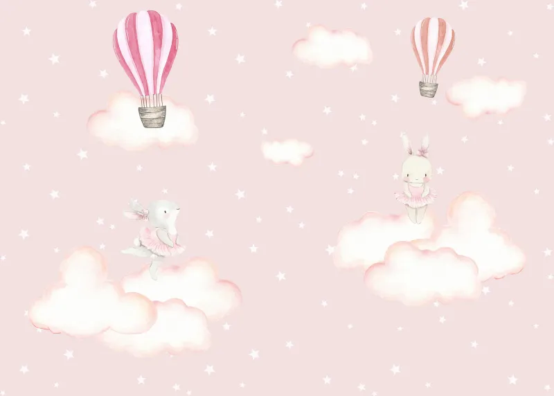 Fototapeta Balony i króliczki wśród gwiazd