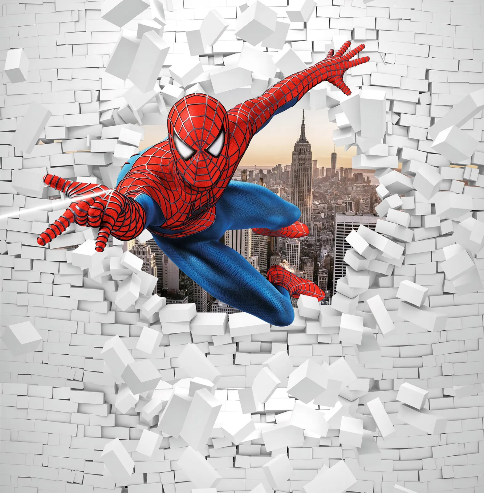 Fototapeta Spiderman burzy ścianę — powiększenie wzoru
