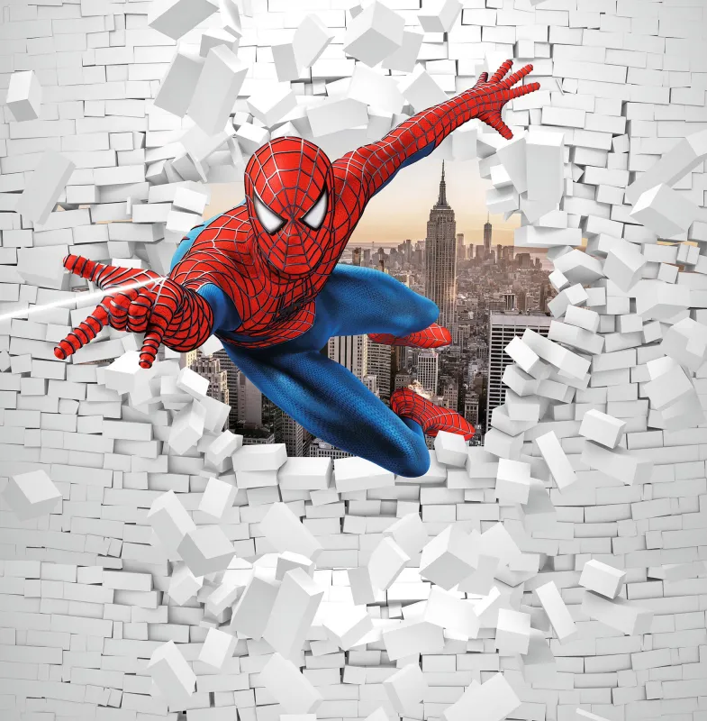 Fototapeta Spiderman burzy ścianę