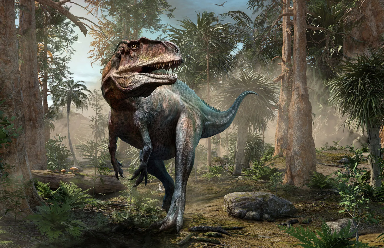 Fototapeta Dinozaur w dżungli — powiększenie wzoru