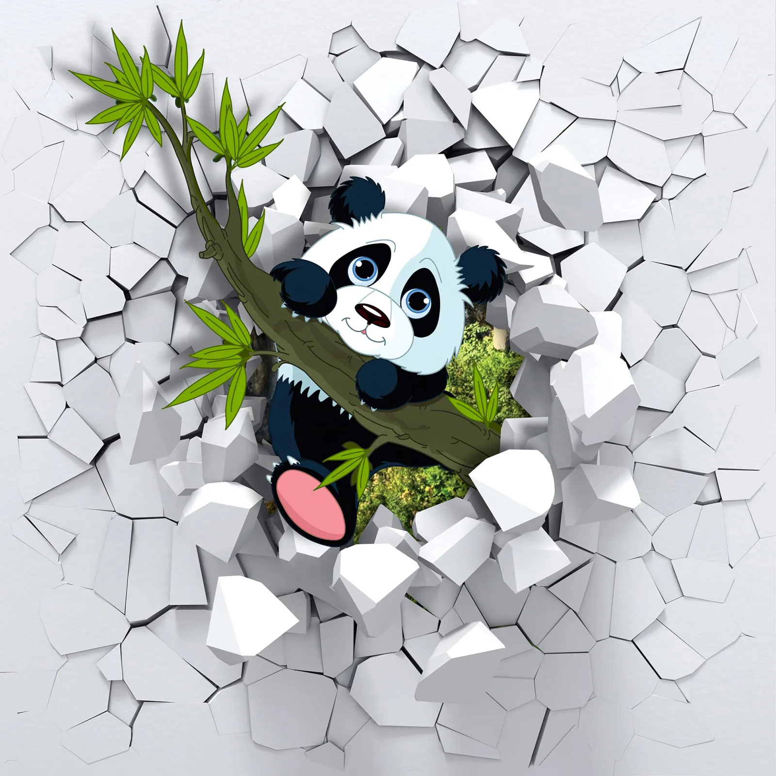 Fototapeta Panda wychodząca ze ściany — powiększenie wzoru