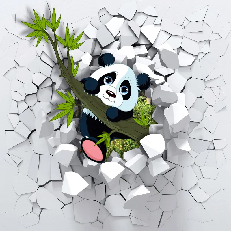 Fototapeta Panda wychodząca ze ściany