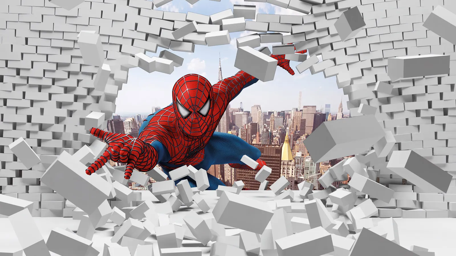 Fototapeta Spider-Man przebija ścianę — powiększenie wzoru