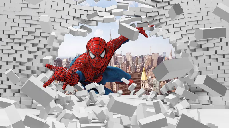 Fototapeta Spider-Man przebija ścianę