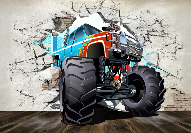 Fototapeta Monster Truck przebija ścianę