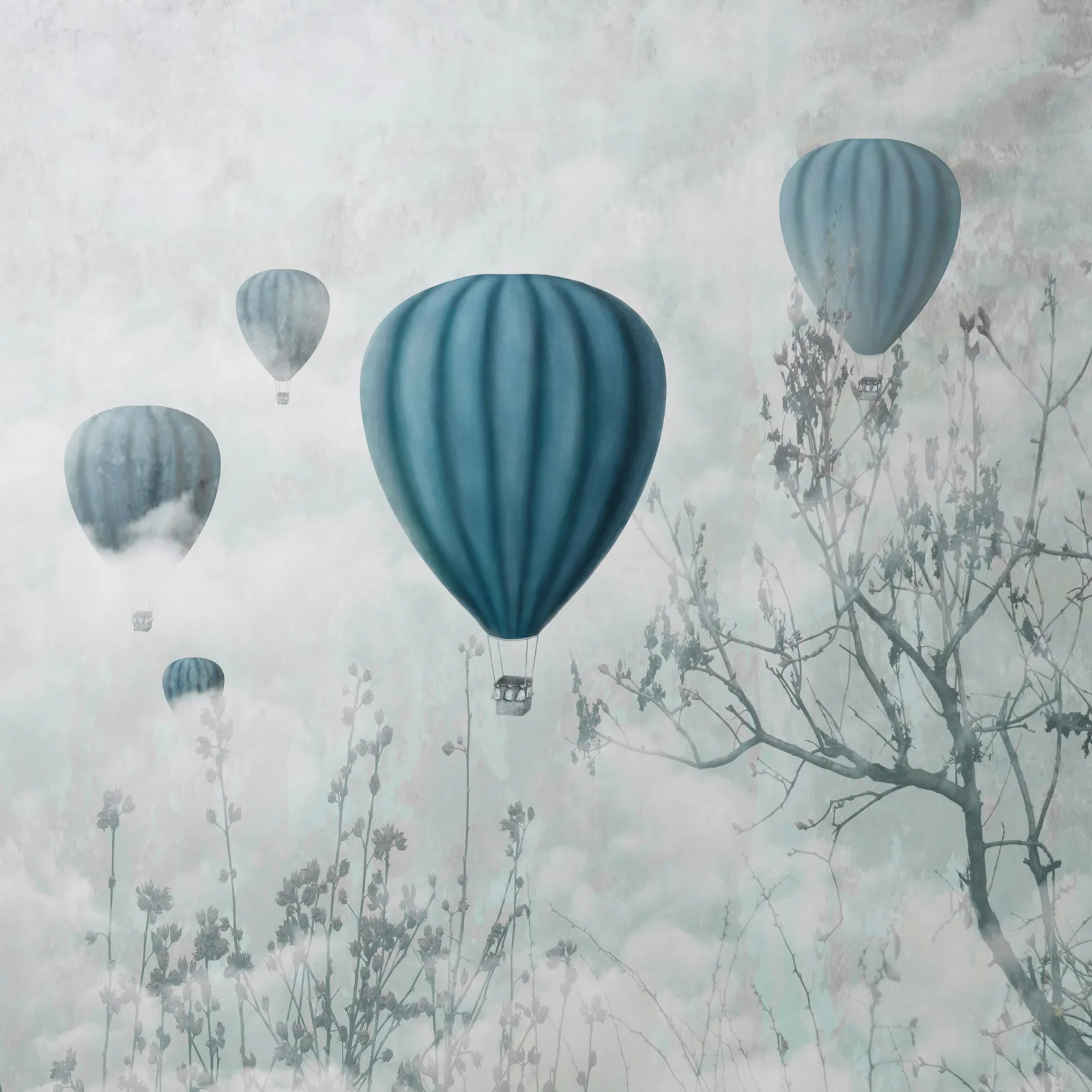 Fototapeta Turkusowe balony we mgle — powiększenie wzoru
