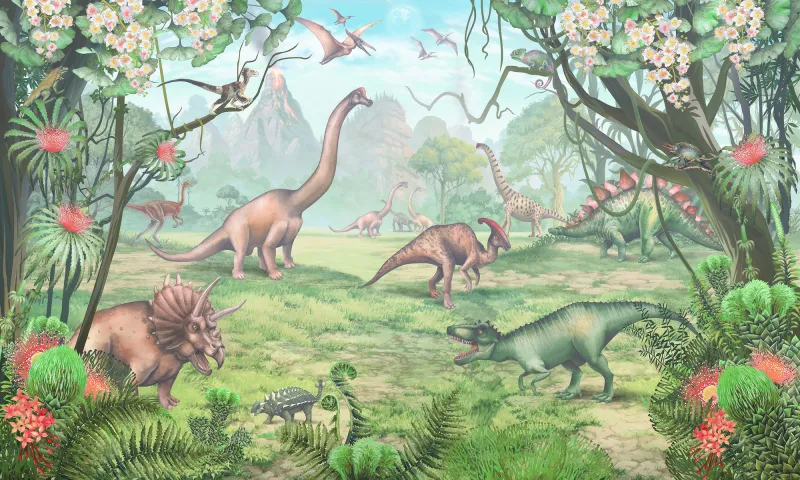 Fototapeta Dinozaury w lesie