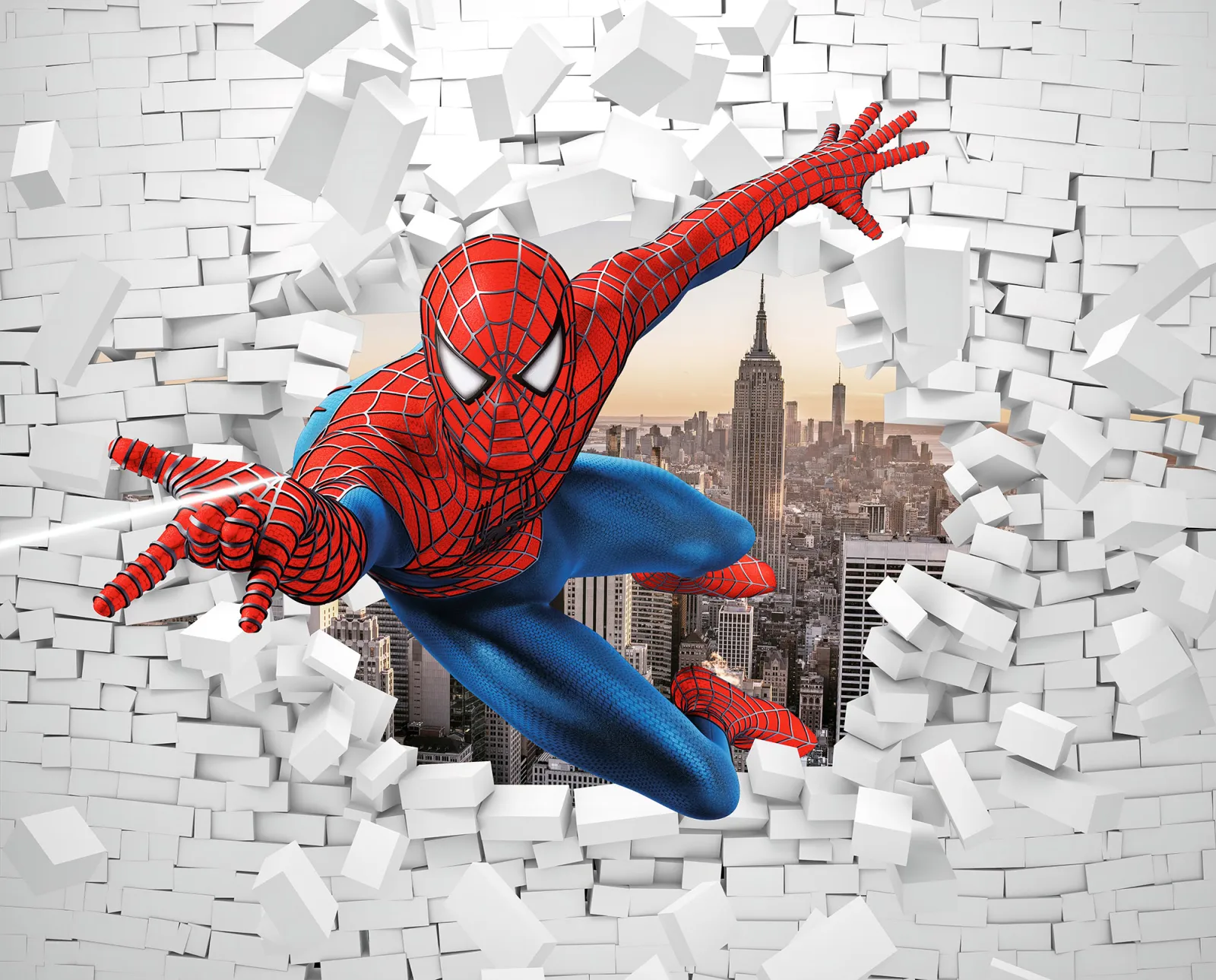 Fototapeta Spiderman przebija ścianę — powiększenie wzoru