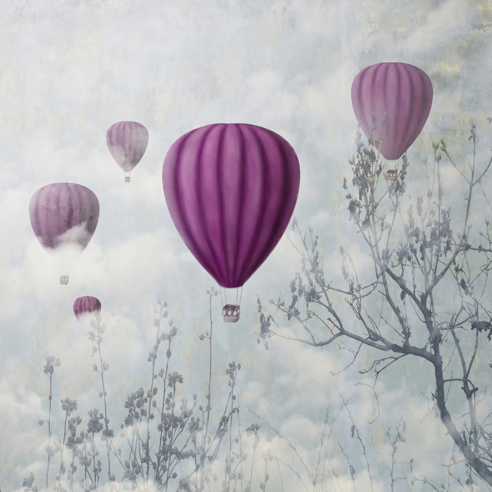 Fototapeta Balony we mgle — powiększenie wzoru
